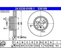 2x Disco freno ventilato 24.0330-0109.1 ATE per BMW X5 X3