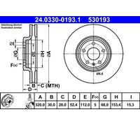 2x Disco freno ventilato 24.0330-0193.1 ATE per AUDI Q5 A5 A4 B8 A4 B8 Avant