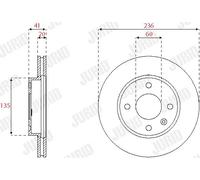 2x Disco freno ventilato 563252JC JURID per OPEL KARL