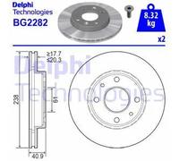 Dischi freno DELPHI BG2282, anteriore, ventilato, 2 Pezzo