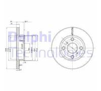 2x Disco freno ventilato BG2424 DELPHI per TOYOTA COROLLA COROLLA Compact