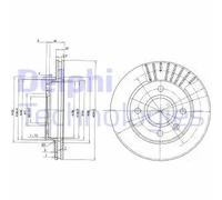 Dischi freno DELPHI BG2440, anteriore, ventilato, 2 Pezzo