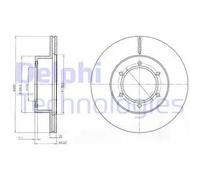 Dischi freno DELPHI BG2495 anteriore, ventilato, 2 pezzo