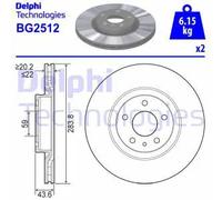 2x Disco freno ventilato BG2512 DELPHI per ALFA ROMEO LANCIA FIAT OPEL