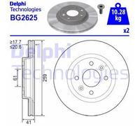 2x Disco freno ventilato BG2625 DELPHI per RENAULT DACIA NISSAN