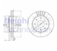 2x Disco freno ventilato BG2763 DELPHI per MITSUBISHI KIA PROTON HYUNDAI