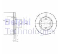 2x Disco freno ventilato BG2798 DELPHI per HONDA ROVER