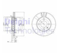 2x Disco freno ventilato BG2982 DELPHI per VW SEAT