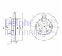 2x Disco freno ventilato BG3240C DELPHI per MERCEDES-BENZ CLASSE C CLASSE E CLK