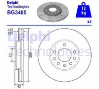 2x Disco freno ventilato BG3405 DELPHI per OPEL ASTRA F Cabriolet ASTRA G Coupé
