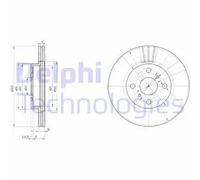 2x Disco freno ventilato BG3520 DELPHI per TOYOTA YARIS VERSO YARIS MR2 III