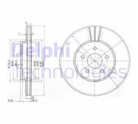 2x Disco freno ventilato BG3537C DELPHI per JAGUAR FORD