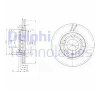 2x Disco freno ventilato BG3695 DELPHI per SKODA VW