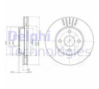 Delphi Kit coppia dischi freno BG3781 ventilato anteriore per Toyota Corolla