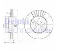 Dischi freno DELPHI BG3816 anteriore, ventilato, 2 pezzo