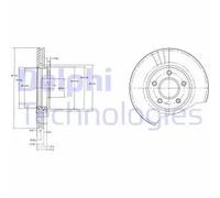 2x Disco freno ventilato BG3826 DELPHI per FORD TOURNEO CONNECT TRANSIT CONNECT
