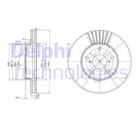 2x Disco freno ventilato BG3856 DELPHI per TOYOTA RAV 4 II