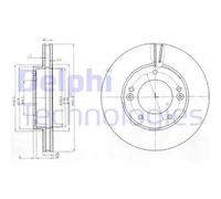 2x Disco freno ventilato BG3858 DELPHI per KIA SORENTO I SORENTO I VAN