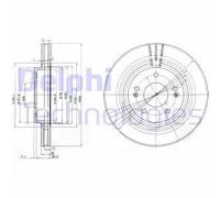 2x Disco freno ventilato BG3860 DELPHI per HYUNDAI KIA