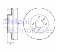 Delphi Disco freno BG3935C per Hyundai Kia Anteriore ventilato Ø241 mm Altezza 49 mm Spessore 18 mm