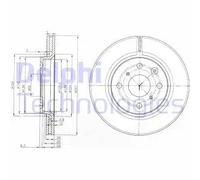 2x Disco freno ventilato BG3976 DELPHI per CITROËN PEUGEOT TOYOTA JAC