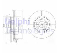 2x Disco freno ventilato BG3980C DELPHI per HONDA CIVIC VIII Tre volumi CIVIC IX