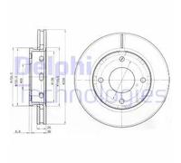 2x Disco freno ventilato BG3987 DELPHI per SMART MITSUBISHI