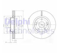 2x Disco freno ventilato BG4113 DELPHI per TOYOTA COROLLA Verso AVENSIS AURIS