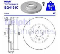 2x Disco freno ventilato BG4191C DELPHI per OPEL CHEVROLET