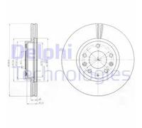 Dischi freno DELPHI BG4255C anteriore, ventilato, 2 Pezzo