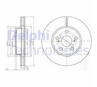 Delphi Disco freno ventilato BG4269 Anteriore – Kit 2 pezzi per Toyota Prius Liftback