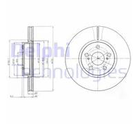 2x Disco freno ventilato BG4277 DELPHI per TOYOTA SUBARU
