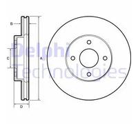 2x Disco freno ventilato BG4454 DELPHI per NISSAN MICRA IV NOTE