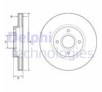 2x Disco freno ventilato BG4569C DELPHI per FORD FIESTA VI B-MAX B-MAX Van