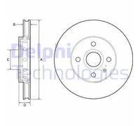 2x Disco freno ventilato BG4647C DELPHI per VW SEAT SKODA