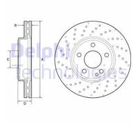 2x Disco freno ventilato BG4657C DELPHI per MERCEDES-BENZ CLA Coupé CLASSE A
