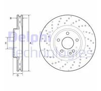 2x Disco freno ventilato BG4658C DELPHI per MERCEDES-BENZ CLASSE GLA CLASSE A