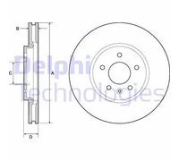 Delphi Disco freno BG4672C Anteriore Ø321 mm per Opel Zafira Tourer C (P12)