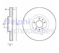 2x Disco freno ventilato BG4716C DELPHI per PEUGEOT OPEL CITROËN DS