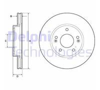 2x Disco freno ventilato BG4745C DELPHI per HYUNDAI KIA