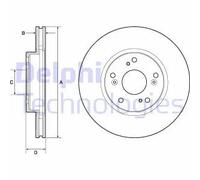 2x Disco freno ventilato BG4774C DELPHI per HONDA ACCORD VII Tourer ACCORD VII