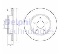 2x Disco freno ventilato BG4779C DELPHI per NISSAN RENAULT