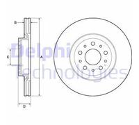 2x Disco freno ventilato BG4797C DELPHI per FIAT TIPO Tre volumi TIPO Hatchback