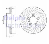 2x Disco freno ventilato BG4813C DELPHI per PORSCHE 911 Cabriolet 911 Targa 911