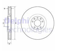 2x Disco freno ventilato BG4814C DELPHI per PEUGEOT RCZ