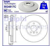 Dischi freno DELPHI BG4817C anteriore, ventilato, altamente carbonizzato, 2 Pezzo