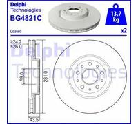 2x Disco freno ventilato BG4821C DELPHI per FIAT TIPO Tre volumi TIPO Hatchback