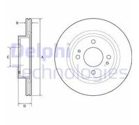 2x Disco freno ventilato BG4830C DELPHI per MITSUBISHI MIRAGE VI Tre volumi