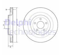 2x Disco freno ventilato BG4832C DELPHI per FORD USA MUSTANG Coupé