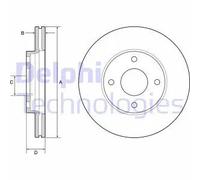 2x Disco freno ventilato BG4953C DELPHI per FORD FIESTA VII FIESTA VII Van